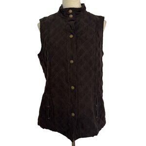 Breckenridge Quilted‎ Vest Pockets Button Front Sleeveless Brown Women Medium